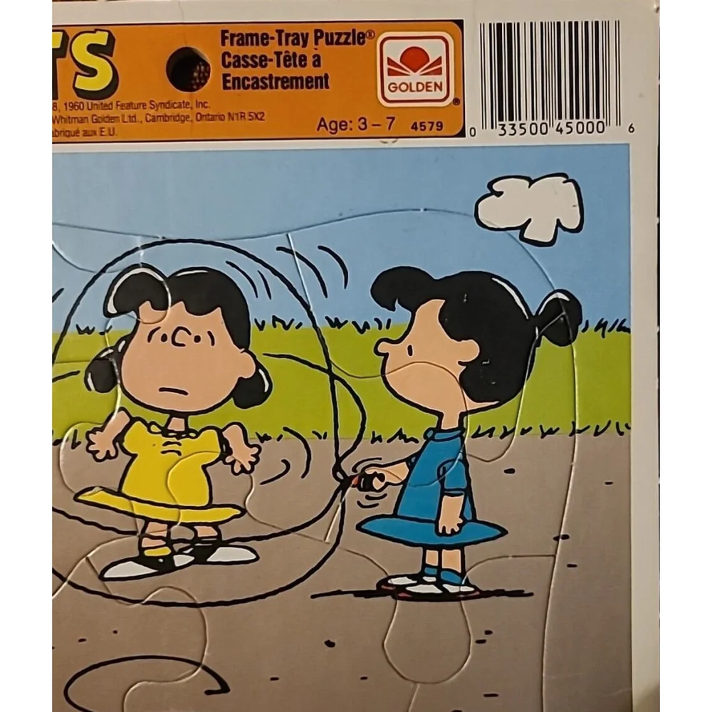 Vintage Peanuts Charlie Brown Lucy Snoopy Sally Golden Frame-Tray 12 pc Puzzle - Picture 6 of 8